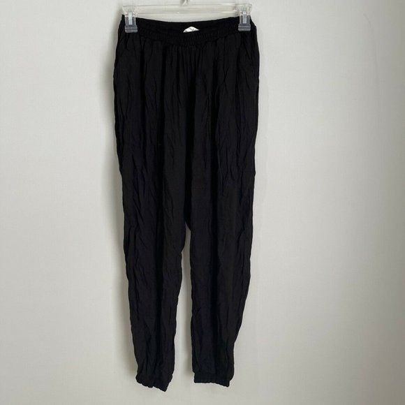 Cool Change Black Women's Elastic Waistband High Rise Pants Cropped - Picture 1 of 5